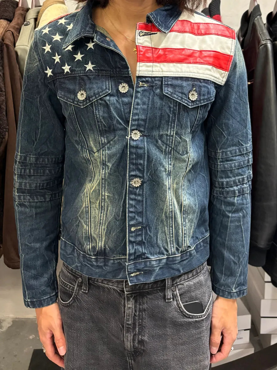 Dsquared2 Blue Faded Denim US Flag Jacket oikegRl 1