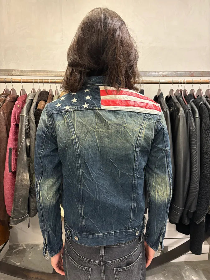 Dsquared2 Blue Faded Denim US Flag Jacket oikegRl 2