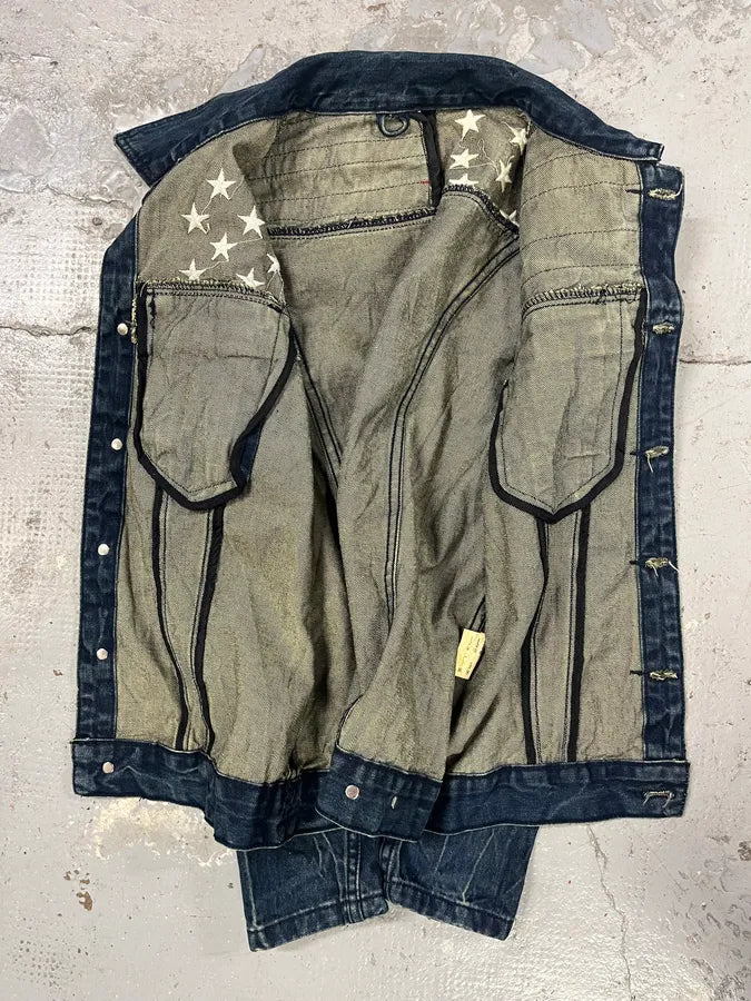 Dsquared2 Blue Faded Denim US Flag Jacket oikegRl 5