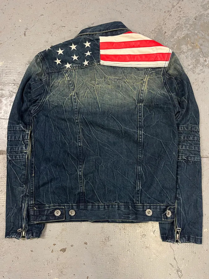 Dsquared2 Blue Faded Denim US Flag Jacket oikegRl 6