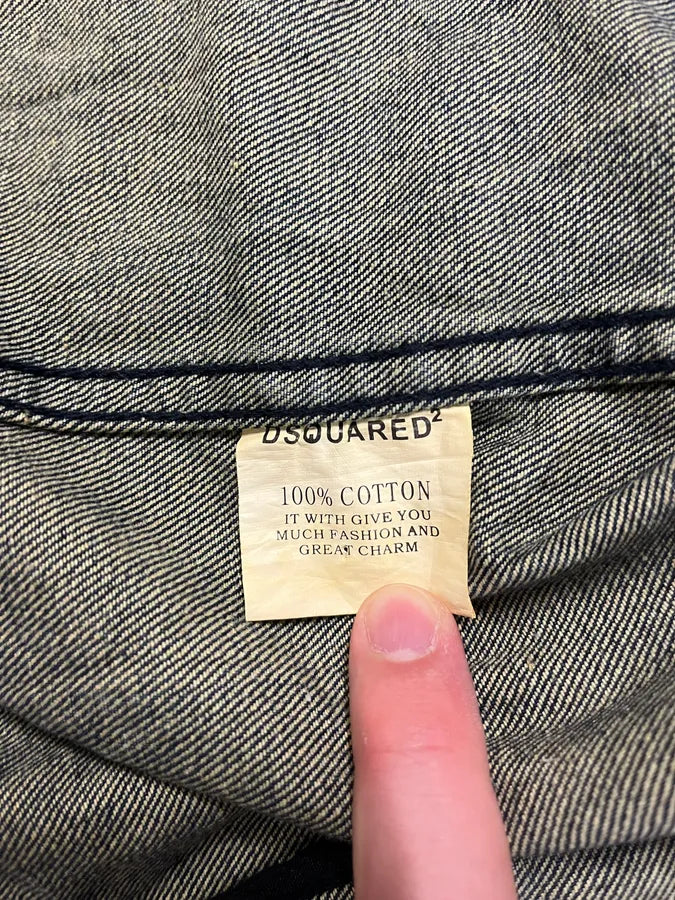 Dsquared2 Blue Faded Denim US Flag Jacket oikegRl 9