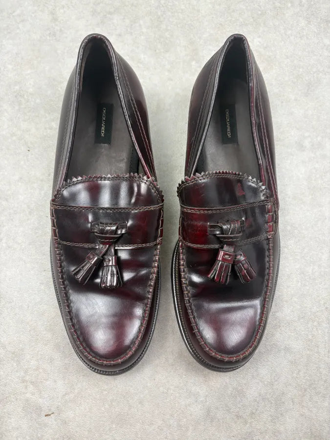 Dsquared2 Bordeaux Leather Tassel Loafer Shoes vneXZnV 1