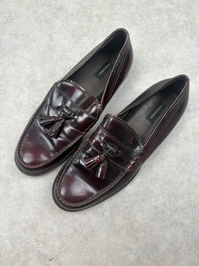 Dsquared2 Bordeaux Leather Tassel Loafer Shoes vneXZnV 2