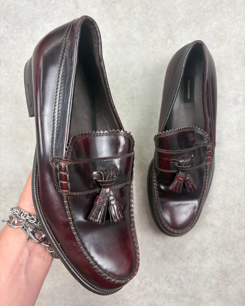 Dsquared2 Bordeaux Leather Tassel Loafer Shoes vneXZnV 0