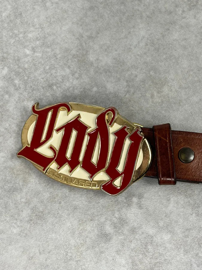 Dsquared2 Bordeaux Brown Lady Gothic Leather Belt uyzvbhY 4