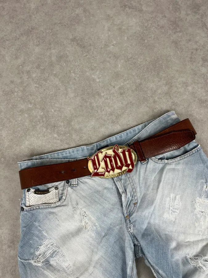 Dsquared2 Bordeaux Brown Lady Gothic Leather Belt uyzvbhY 0