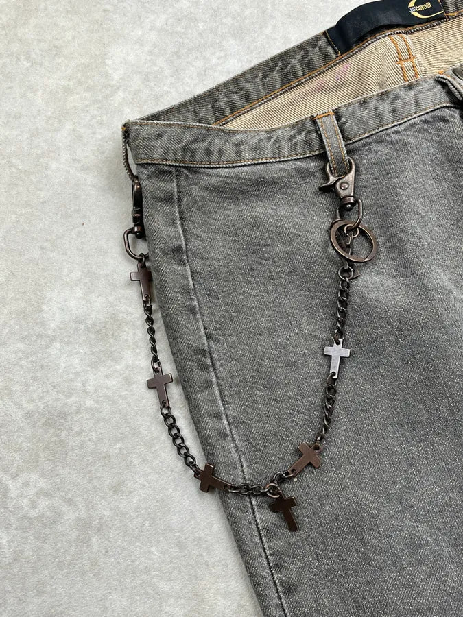 Dsquared2 Bronze Metal Cross Charm Chain Belt UWCUDdy 0