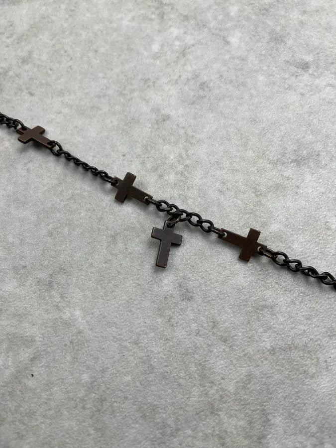 Dsquared2 Bronze Metal Cross Charm Chain Belt UWCUDdy 4