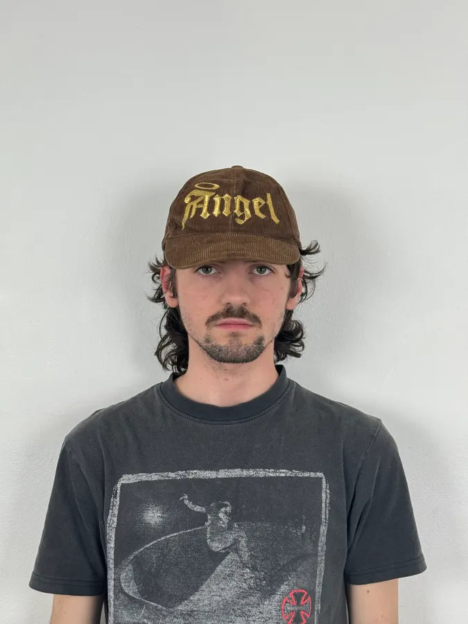 AW2005 Dsquared2 Brown Angel Embroidered Corduroy Cap NrxyZPb 2