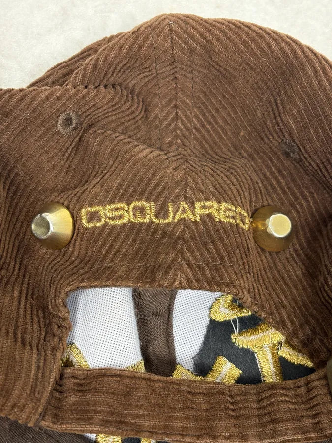 AW2005 Dsquared2 Brown Angel Embroidered Corduroy Cap NrxyZPb 6