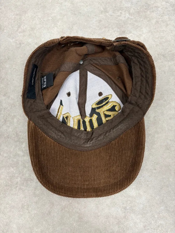 AW2005 Dsquared2 Brown Angel Embroidered Corduroy Cap NrxyZPb 5