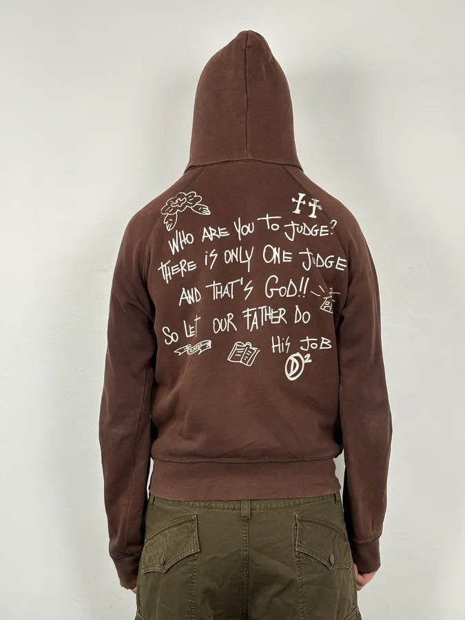 2000s Dsquared2 Brown Cotton Graffiti Logo Zip Hoodie qDUWFjX 2