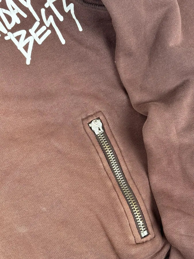 2000s Dsquared2 Brown Cotton Graffiti Logo Zip Hoodie qDUWFjX 9