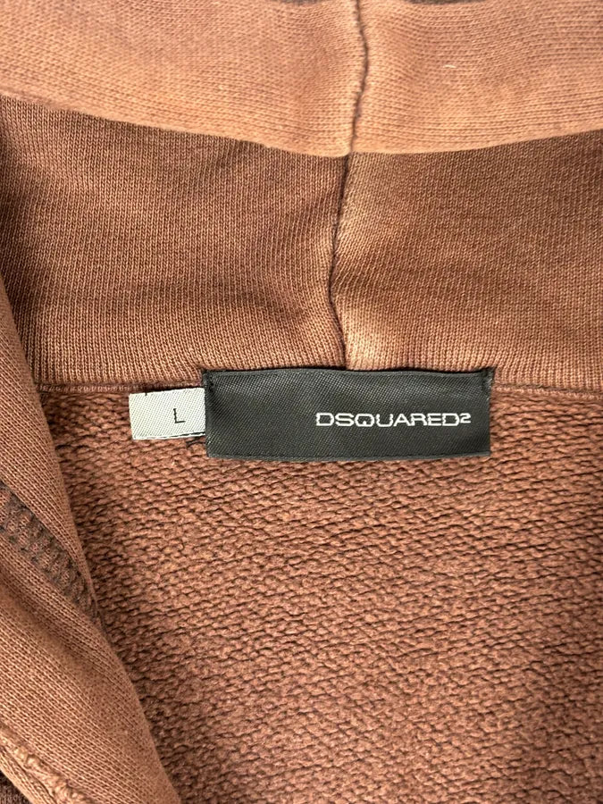 2000s Dsquared2 Brown Cotton Graffiti Logo Zip Hoodie qDUWFjX 11