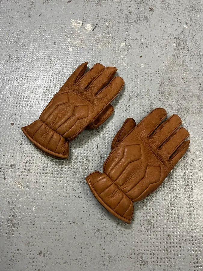 Dsquared2 Brown Fleeced Padded Biker Leather Gloves DvoEsMM 1