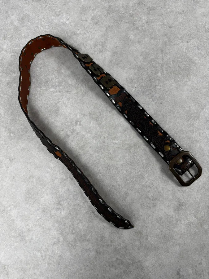 Dsquared2 Brown Indian Details Leather & Copper Belt frJaCGU 2