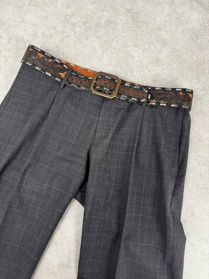 Dsquared2 Brown Indian Details Leather & Copper Belt frJaCGU 0