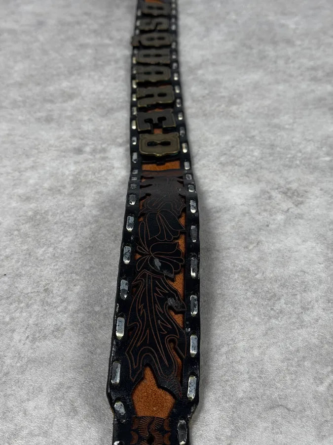 Dsquared2 Brown Indian Details Leather & Copper Belt frJaCGU 7