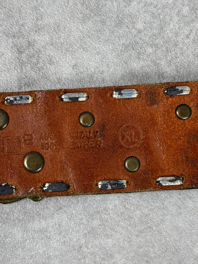 Dsquared2 Brown Indian Details Leather & Copper Belt frJaCGU 9