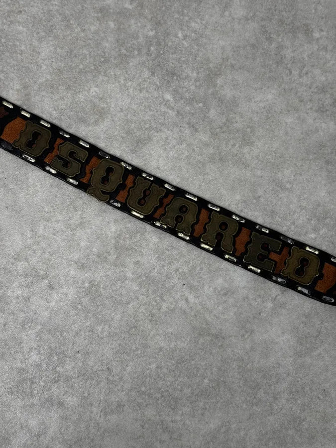 Dsquared2 Brown Indian Details Leather & Copper Belt frJaCGU 6