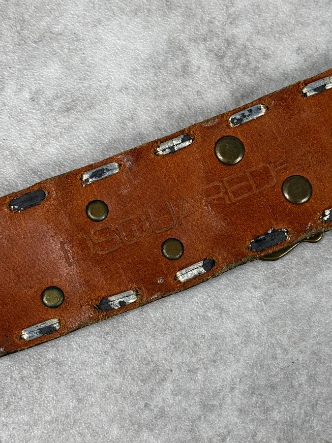 Dsquared2 Brown Indian Details Leather & Copper Belt frJaCGU 8