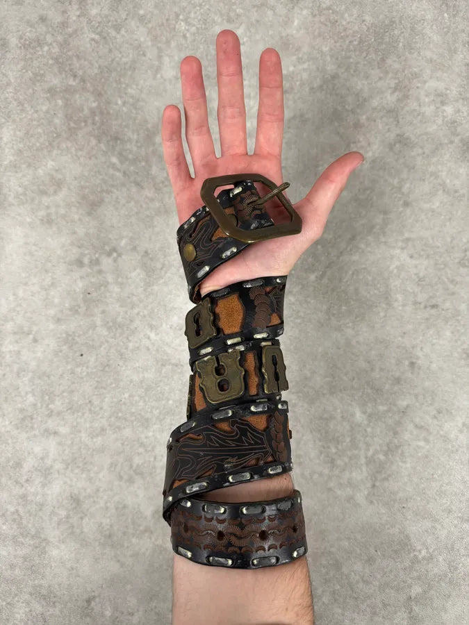 Dsquared2 Brown Indian Details Leather & Copper Belt frJaCGU 1