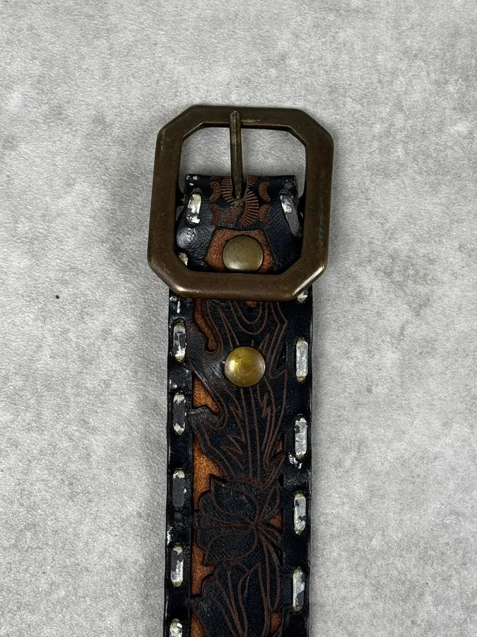 Dsquared2 Brown Indian Details Leather & Copper Belt frJaCGU 5
