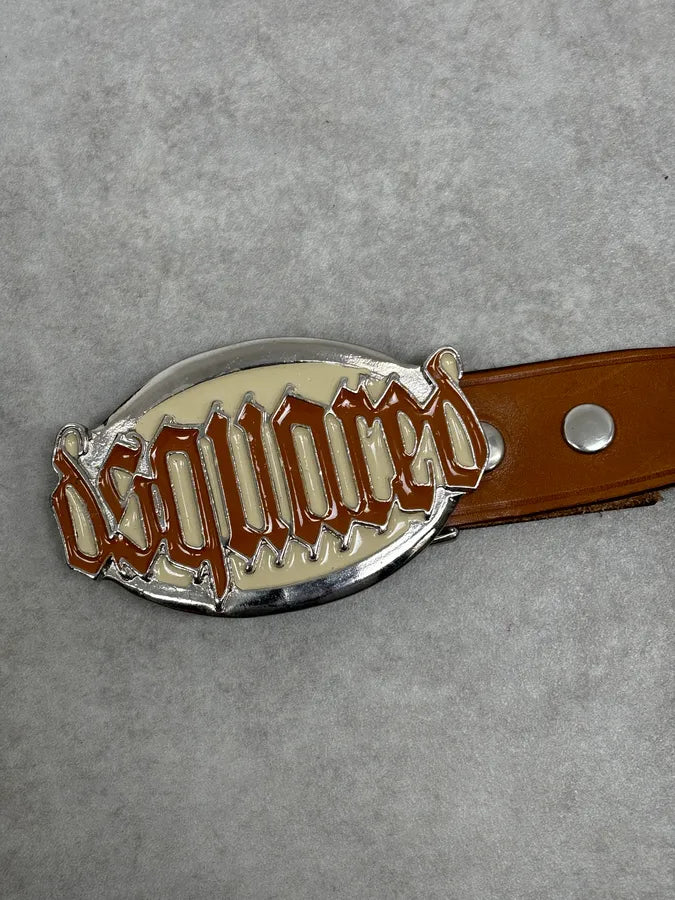 2000s Dsquared2 Camel Brown Gothic Leather Belt  vpZwMNp 7