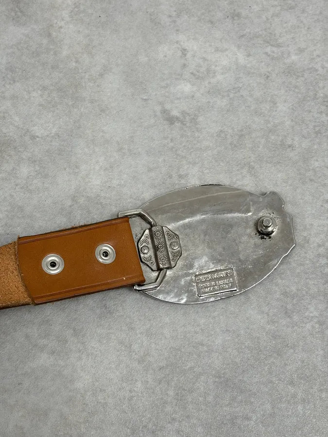 2000s Dsquared2 Camel Brown Gothic Leather Belt  vpZwMNp 8