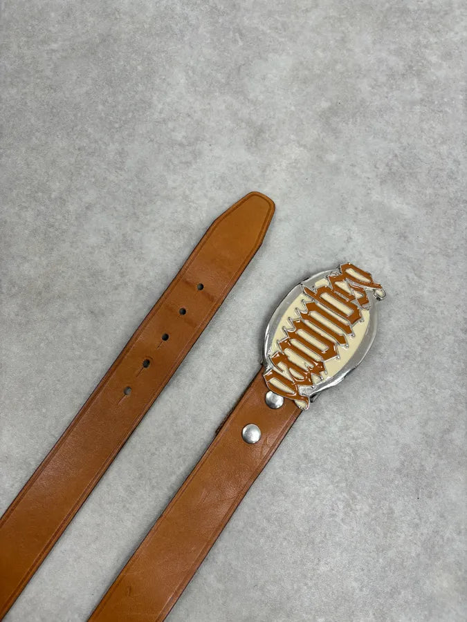 2000s Dsquared2 Camel Brown Gothic Leather Belt  vpZwMNp 4