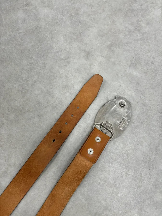 2000s Dsquared2 Camel Brown Gothic Leather Belt  vpZwMNp 5