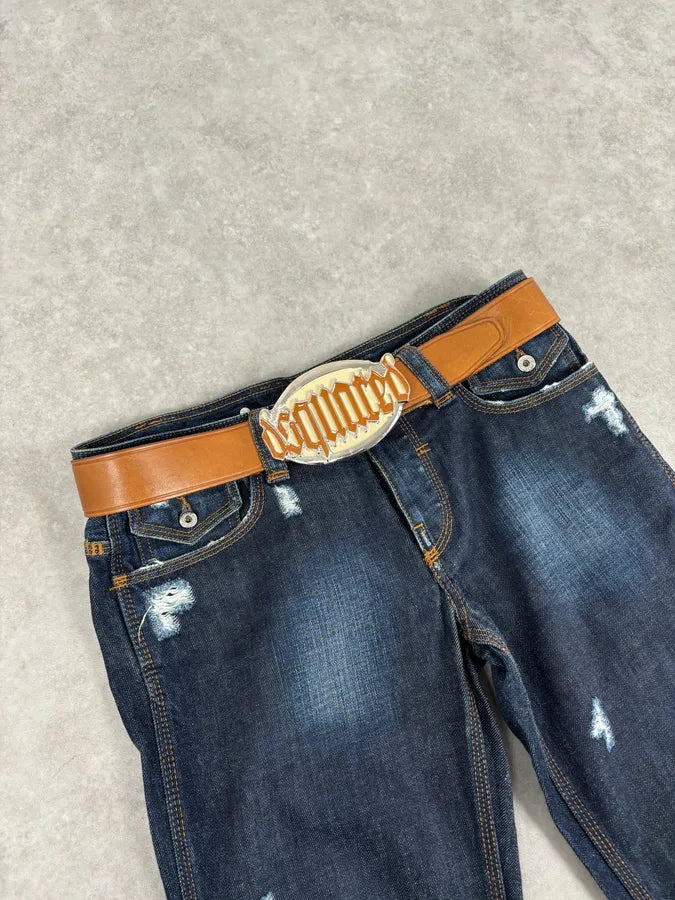 2000s Dsquared2 Camel Brown Gothic Leather Belt  vpZwMNp 0