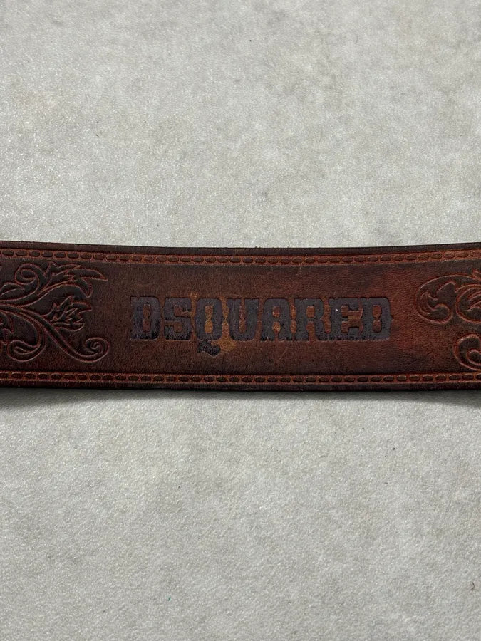 Dsquared2 Brown Leather Belt Ornamental Buckle EARuBaH 9