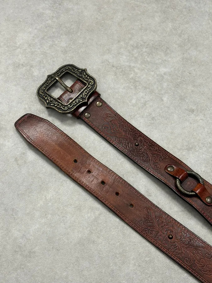 Dsquared2 Brown Leather Belt Ornamental Buckle EARuBaH 3