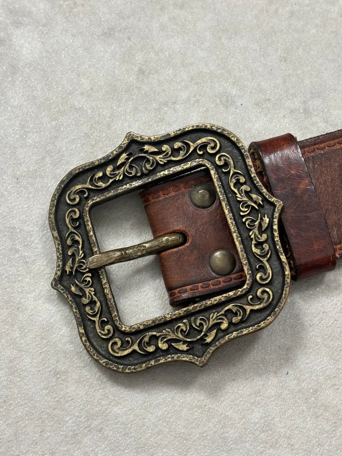 Dsquared2 Brown Leather Belt Ornamental Buckle EARuBaH 6