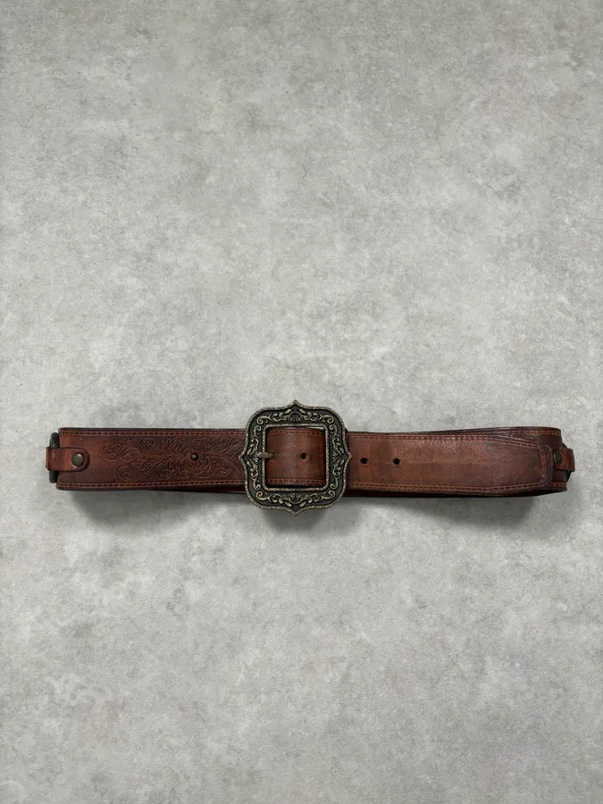 Dsquared2 Brown Leather Belt Ornamental Buckle EARuBaH 2