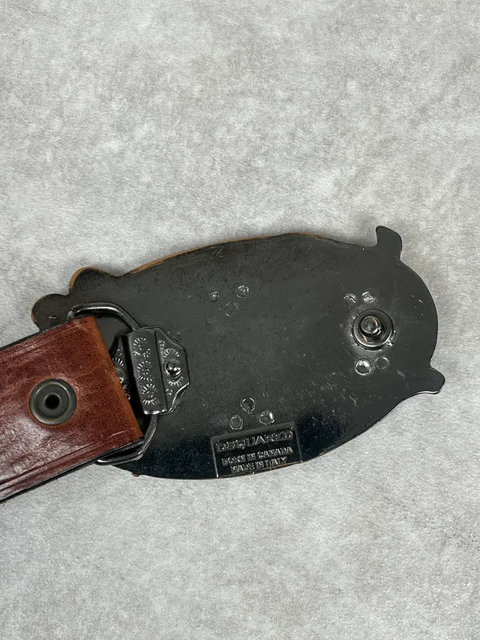 Dsquared2 Brown Leather Lord Gothic Buckle Belt UXOCmru 6