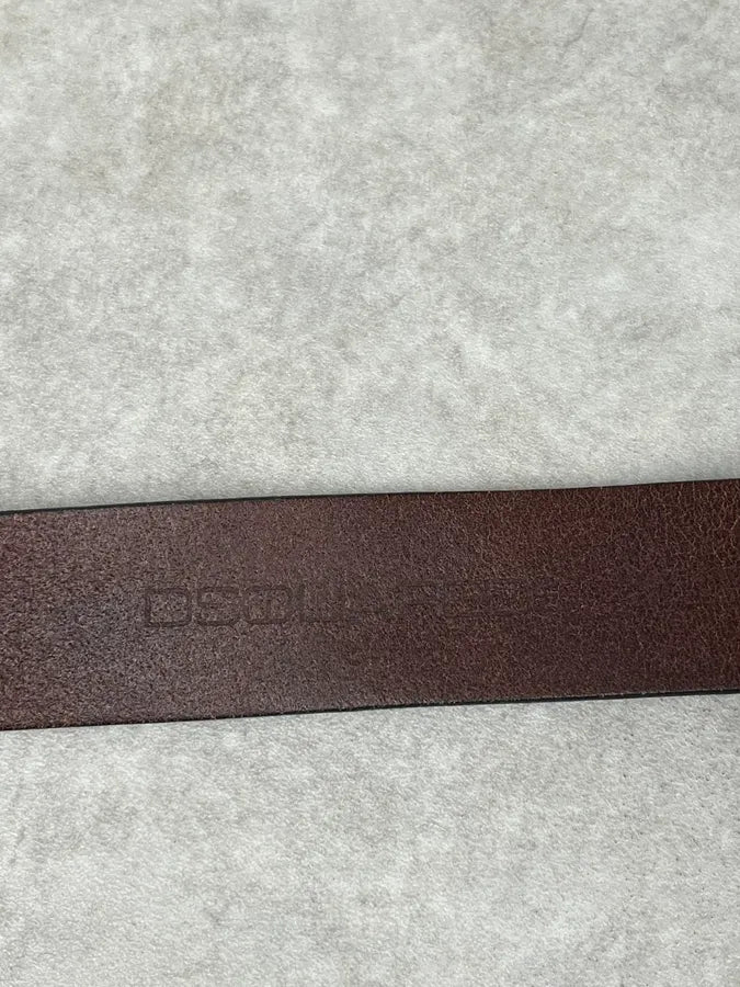 Dsquared2 Brown Leather Lord Gothic Buckle Belt UXOCmru 7