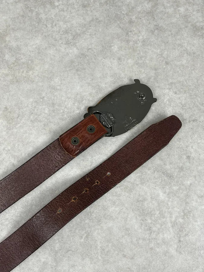 Dsquared2 Brown Leather Lord Gothic Buckle Belt UXOCmru 5