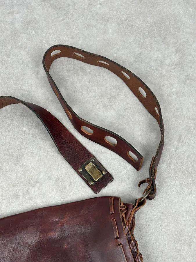 2000s Dsquared2 Brown Leather Studded Crossbody Bag kkERJWy 10