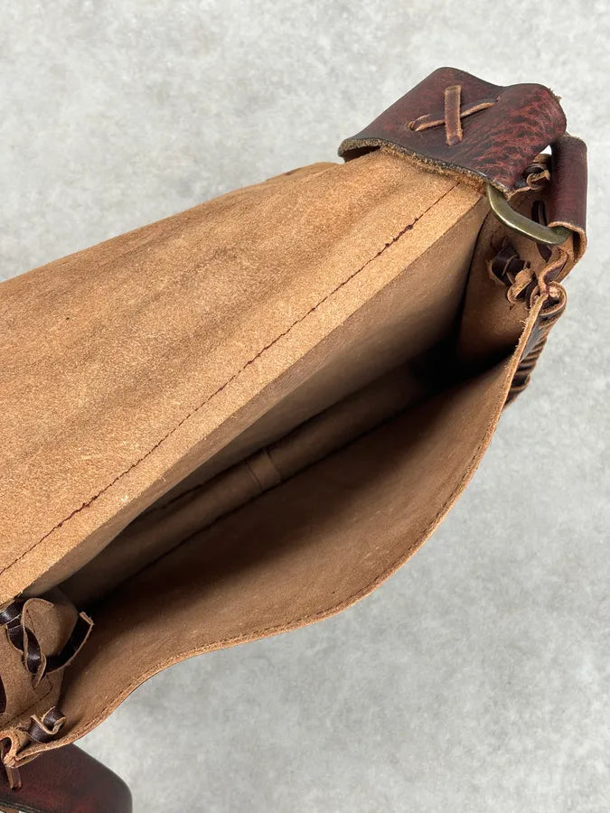 2000s Dsquared2 Brown Leather Studded Crossbody Bag kkERJWy 16