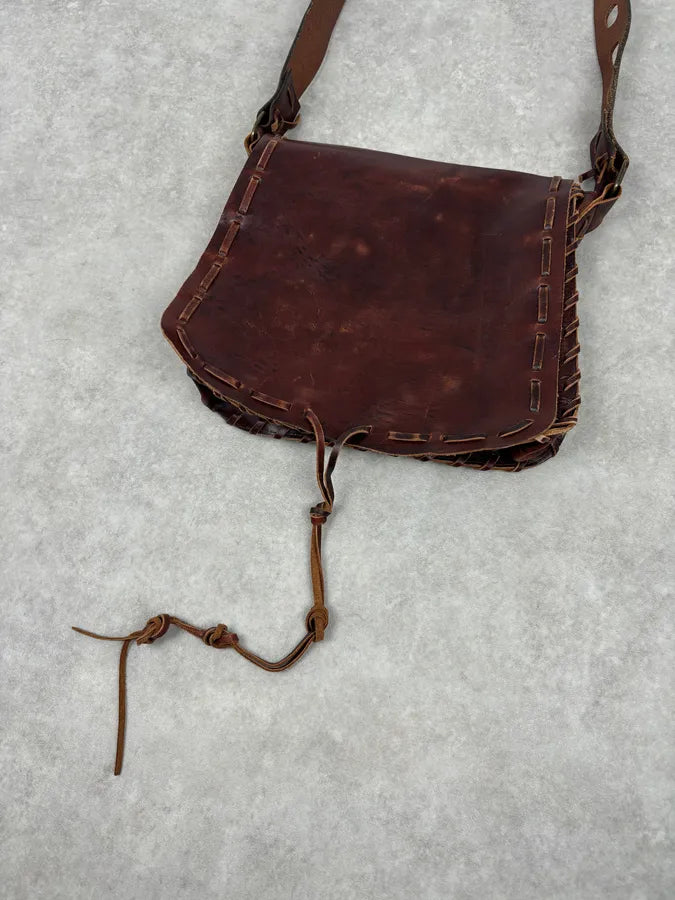 2000s Dsquared2 Brown Leather Studded Crossbody Bag kkERJWy 12