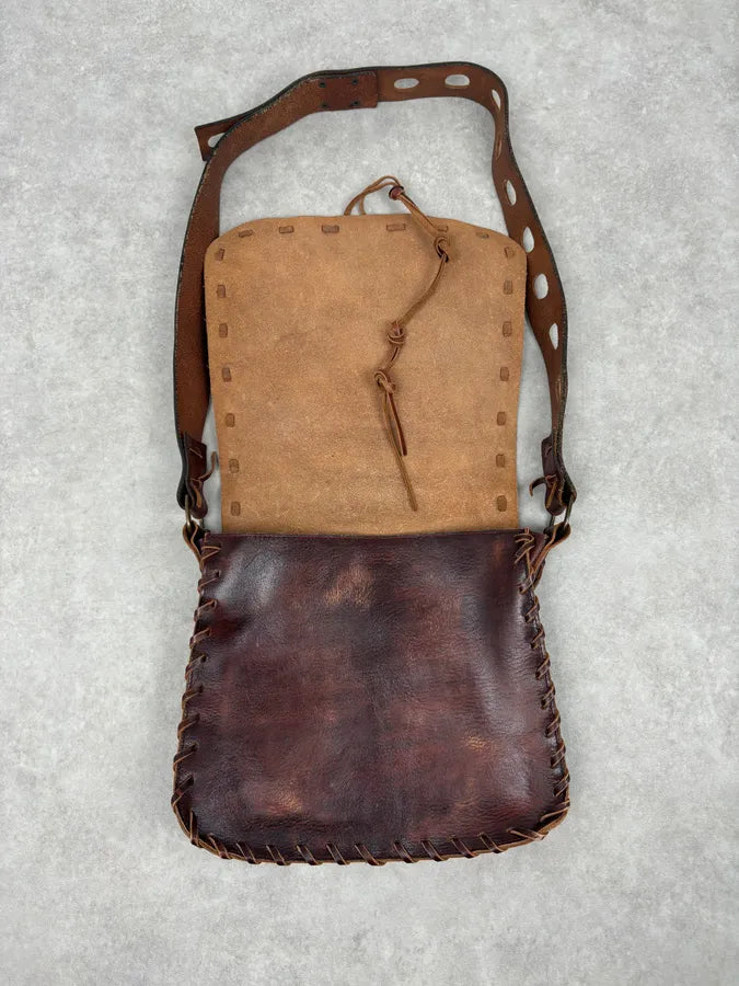 2000s Dsquared2 Brown Leather Studded Crossbody Bag kkERJWy 3