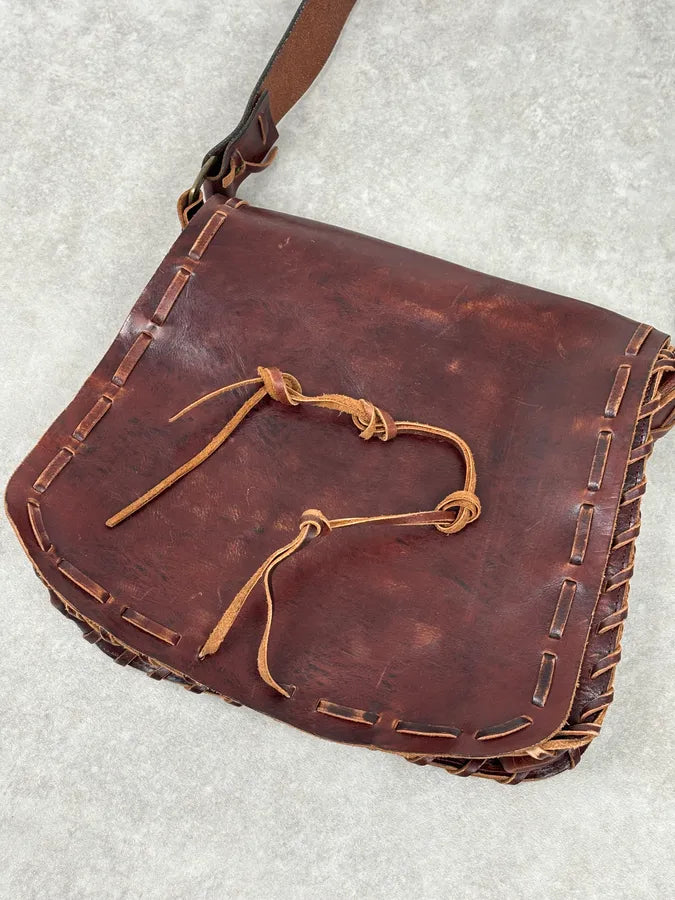 2000s Dsquared2 Brown Leather Studded Crossbody Bag kkERJWy 8