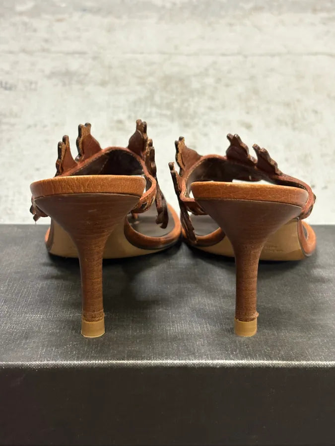 2000s Dsquared2 Brown Leather Bird Winged Sandals LzNYZyx 5