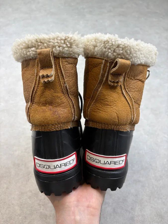Dsquared2 Brown Shearling Leather Hiking Boots  HJugcSV 6