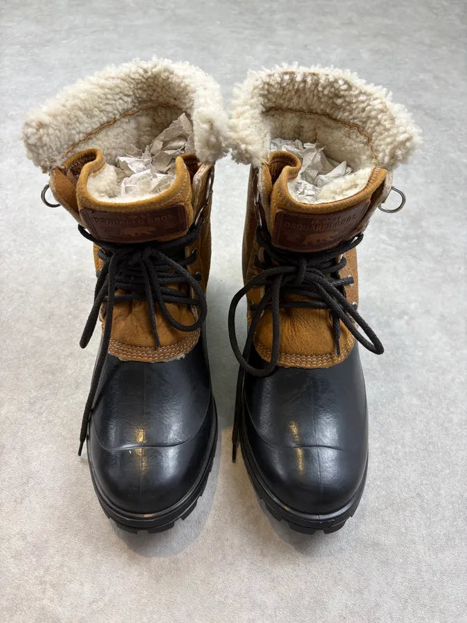Dsquared2 Brown Shearling Leather Hiking Boots  HJugcSV 1