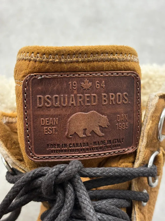 Dsquared2 Brown Shearling Leather Hiking Boots  HJugcSV 7