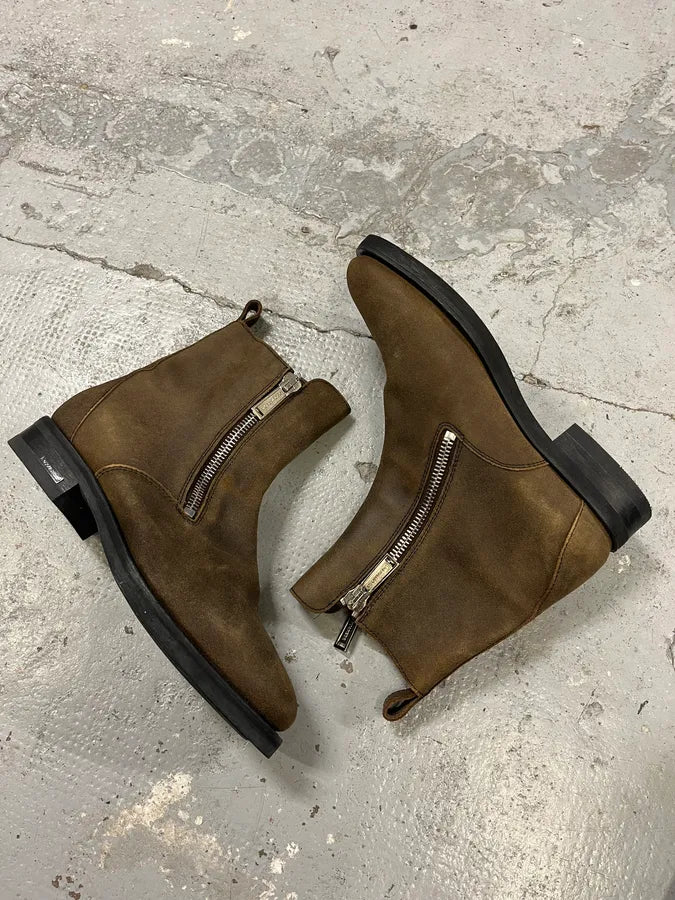 DSquared2 Brown Side Zips Chelsea Boots syqJran 5