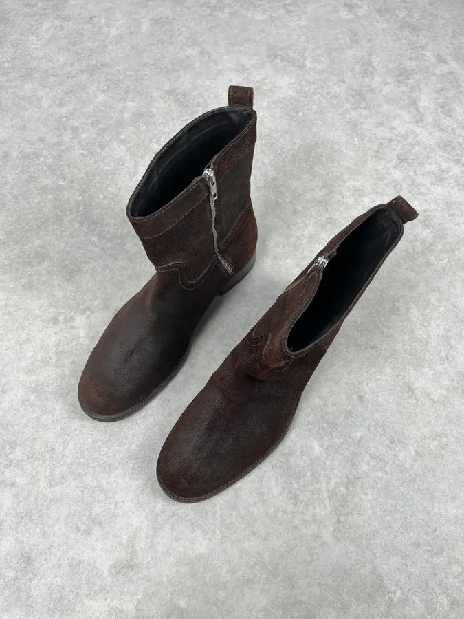 Dsquared2 Brown Suede Eroded Leather Boots FljqYLu 3